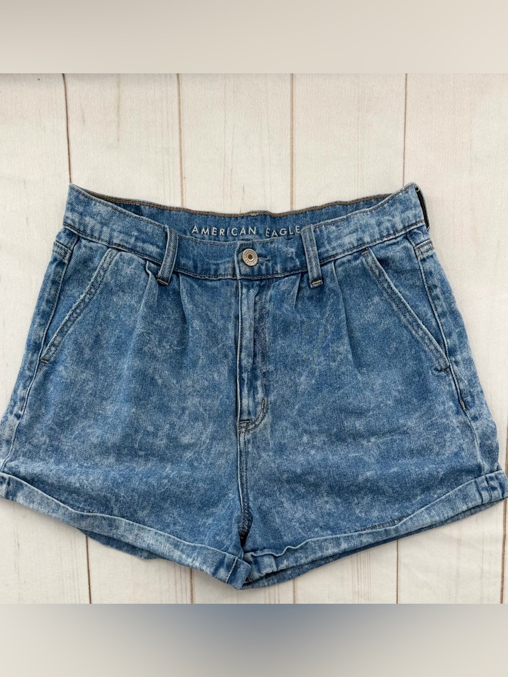 American Eagle Outfitters Faded Blue High-Rise Denim Shorts
